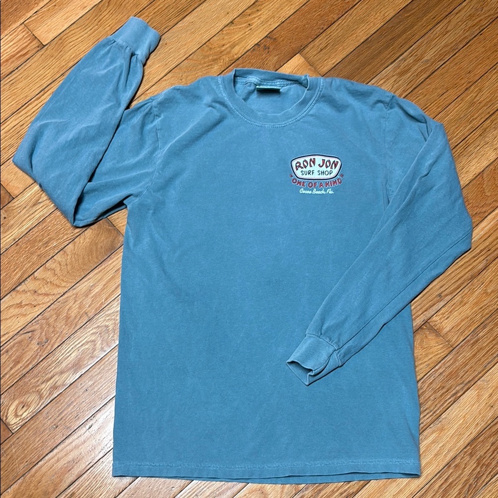 Ron Jon Surf Shop Comfort Colors Blue Long Sleeve Tee Classic Crew